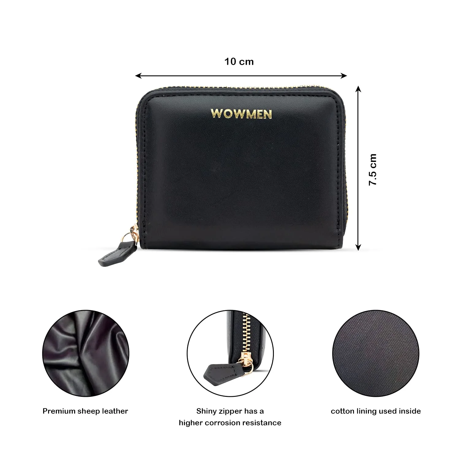 Zip Around Wallet Small in Black, image 3