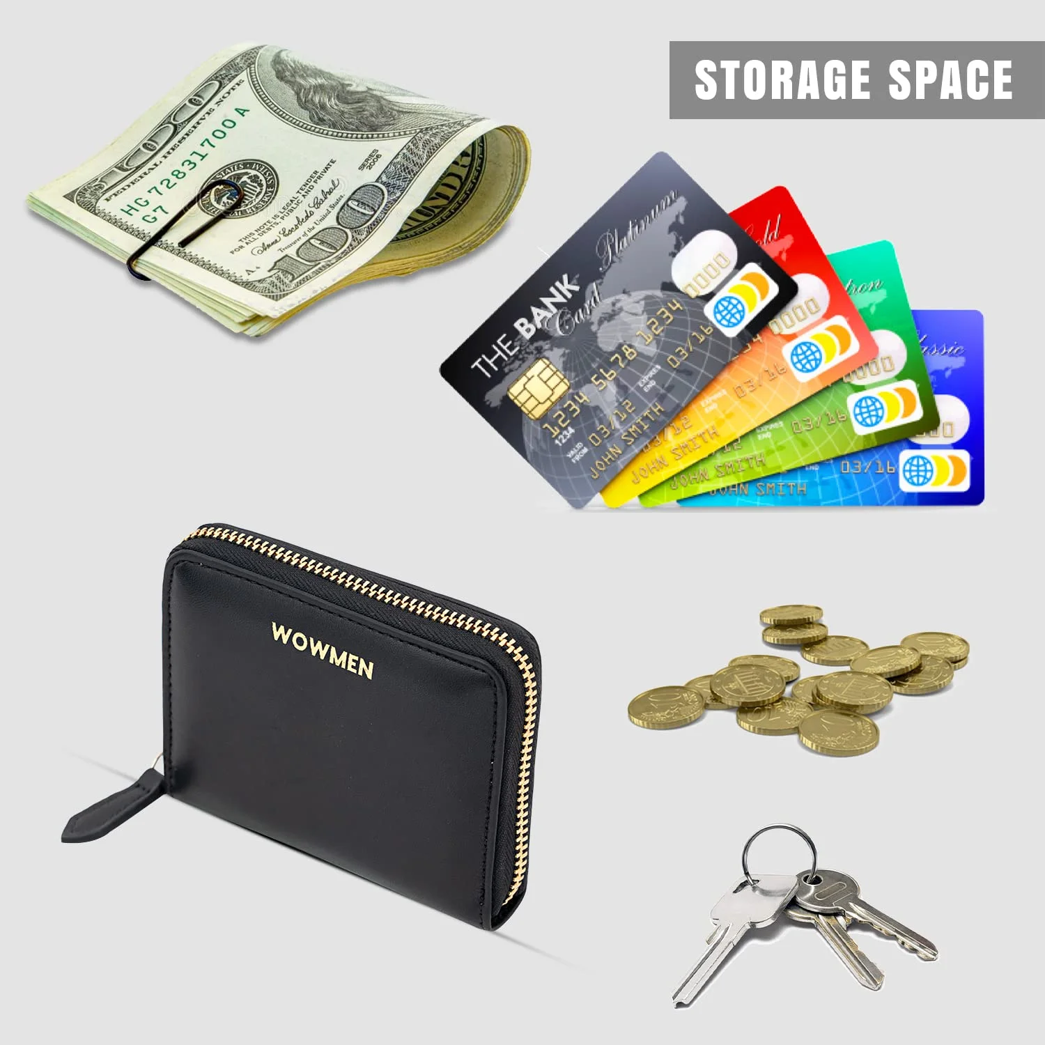 Zip Around Wallet Small in Black, image 4