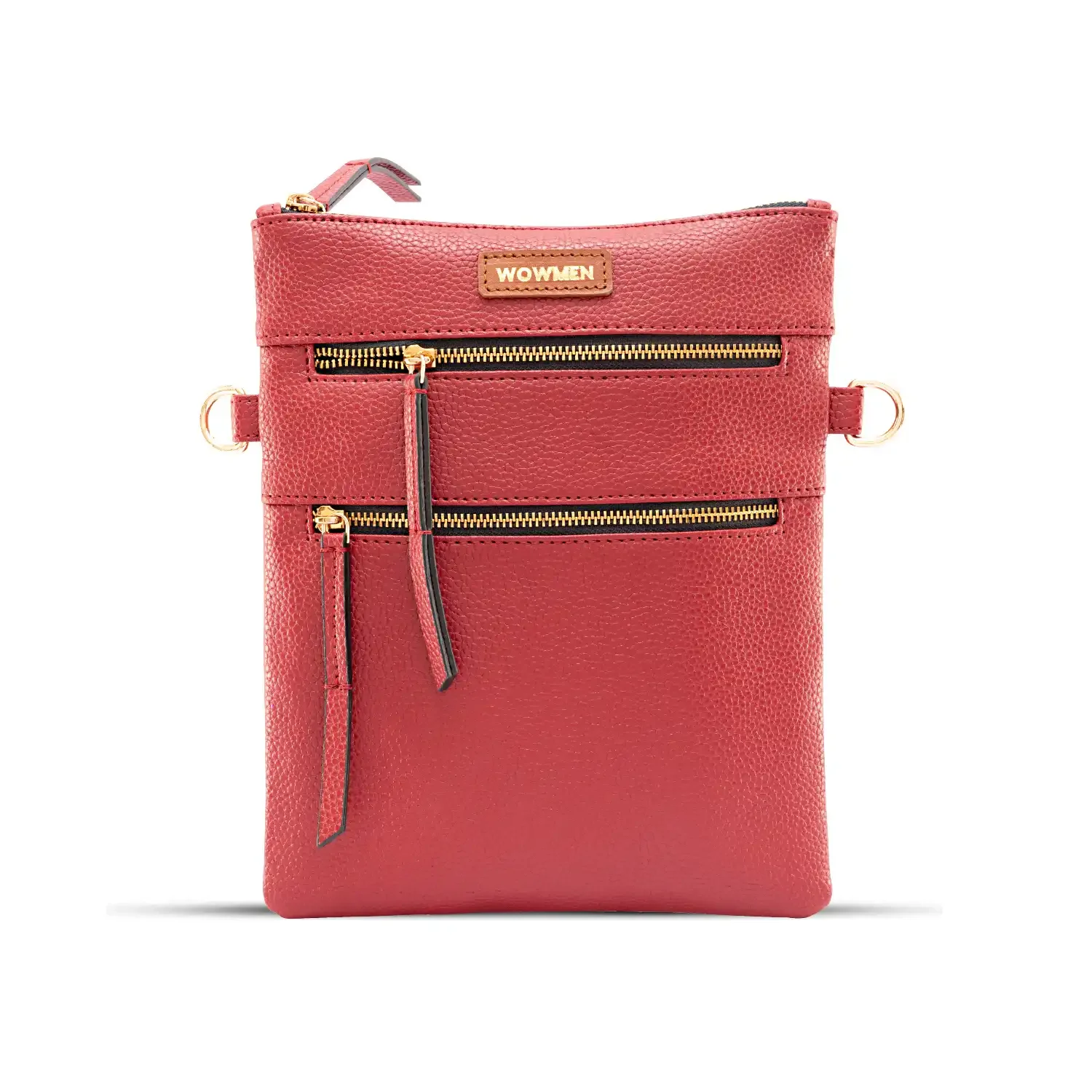 Triple Zipper Bag  in Wine Red, image 3